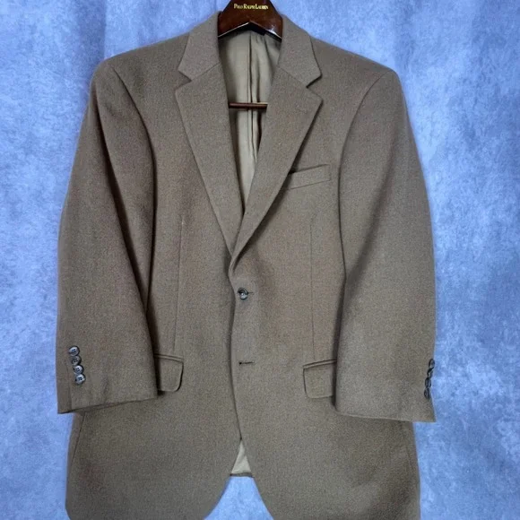 Polo Ralph Lauren Mens Camel Hair Wool Blazer Sport Coat Tan Brown 2-Button - Picture 2 of 16